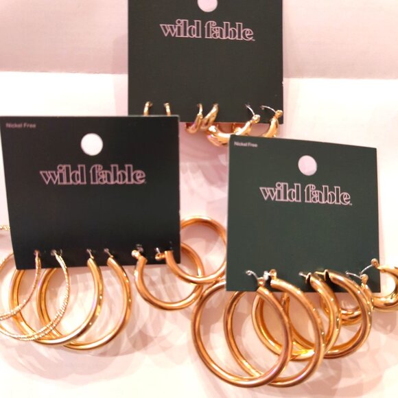 Wild Fable – Gold Hoop Earring Set – Nickel Free - Minimalist Chic - NWT - Picture 1 of 4